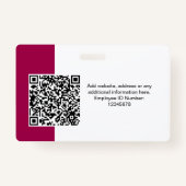 Minimale QR Round Photo van de moderne ID-Kaart Badge (Achterkant)
