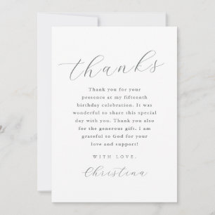 Minimale Quinceanera bedankschrift Kaart