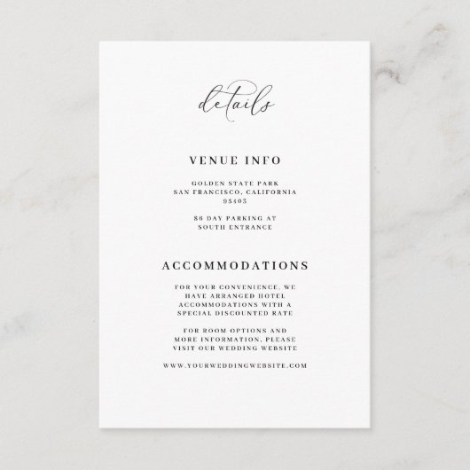 Minimale R100-Kaart voor informatie over bruiloft Informatiekaartje (Voorkant)