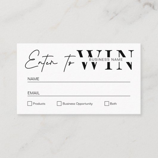 Minimale Raffle Ticket voor zwart-wit bedrijf (Voorkant)