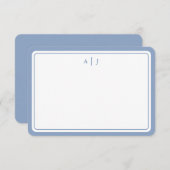 Minimale rand van een blauwmonogram voor pasta notitiekaartje (Voorkant / Achterkant)