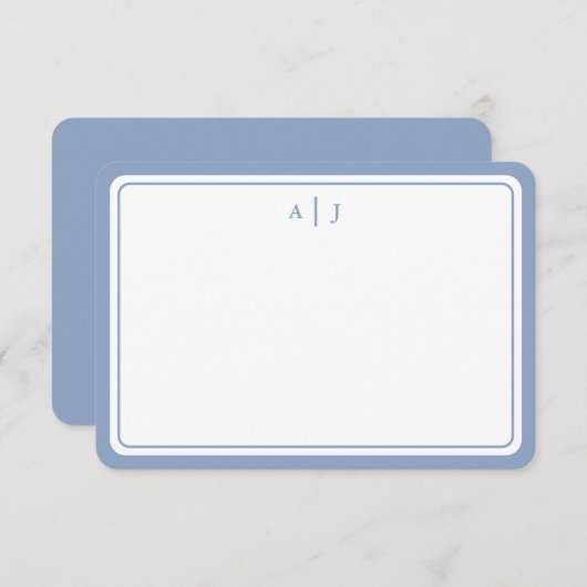 Minimale rand van een blauwmonogram voor pasta notitiekaartje (Voorkant / Achterkant)