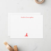 Minimale Red Bicycle Flat Note-kaart Notitiekaartje (Voorkant / Achterkant in situ)