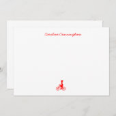 Minimale Red Bicycle Flat Note-kaart Notitiekaartje (Voorkant / Achterkant)