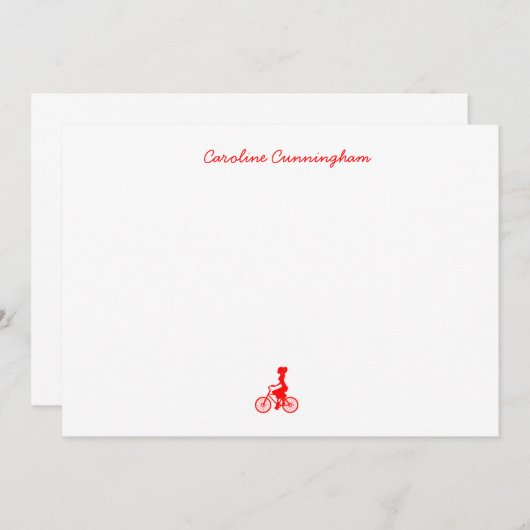 Minimale Red Bicycle Flat Note-kaart Notitiekaartje (Voorkant / Achterkant)