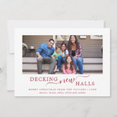 Minimale 'Red Decking New Halls Moving Announge' Feestdagenkaart (Voorkant)