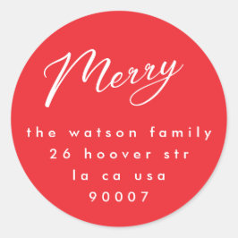 Minimale Red Doodle Modern Custom Merry kerste Ronde Sticker