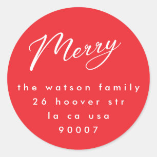 Minimale Red Doodle Modern Custom Merry kerste Ronde Sticker