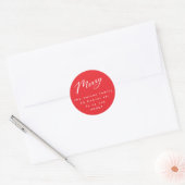 Minimale Red Doodle Modern Custom Merry kerste Ronde Sticker (Envelop)
