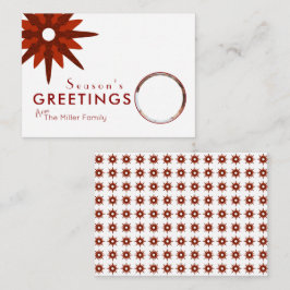 Minimale Red- en White Snowflake-budgetfoto Notitiekaartje