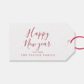 Minimale Red Happy Nieuwjaarsfeestdag Cadeaulabel (Voorkant (Horizontaal))