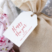 Minimale Red Happy Nieuwjaarsfeestdag Cadeaulabel