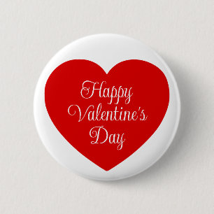Minimale Red Heart Happy Valentines Day Ronde Button 5,7 Cm