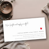 Minimale Red Heart Script Couples Shower Bedankkaart