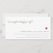 Minimale Red Heart Script Couples Shower Bedankkaart (Voorkant)