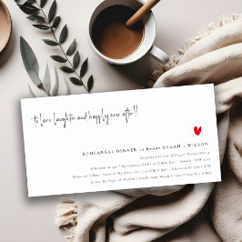 Minimale Red Heart Script Rehearsal Dinner nodigt  Bedankkaart