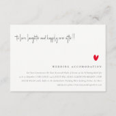 Minimale 'Red Heart Script Wedding Accommodatie' Informatiekaartje (Voorkant)