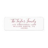 Minimale Red Holiday Family Return-adres Etiket (Voorkant)