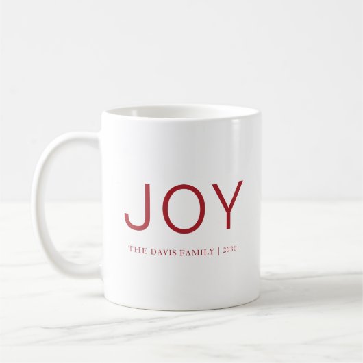 Minimale Red Joy Holiday Foto Kerstmis Koffiemok (Links)