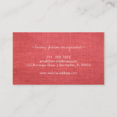 Minimale Red Linen Texture Modern Professional Visitekaartje (Achterkant)