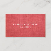 Minimale Red Linen Texture Modern Professional Visitekaartje (Voorkant)