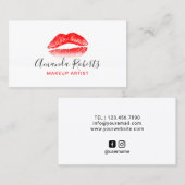 Minimale Red Lips Makeup Artist Visitekaartje (Voorkant / Achterkant)
