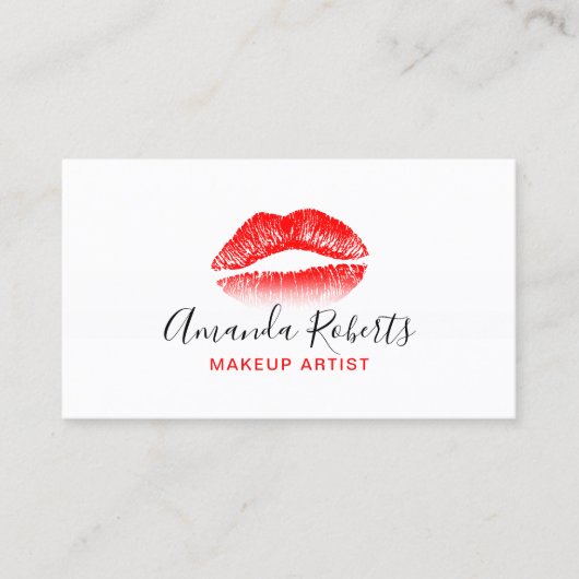 Minimale Red Lips Makeup Artist Visitekaartje (Voorkant)