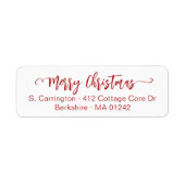Minimale Red Merry-kerstscript met Swashes. Etiket (Voorkant)