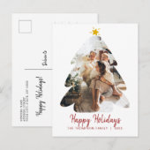 Minimale Red Photo-kerstboom Prettige feestdagen Briefkaart (Voorkant / Achterkant)