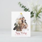 Minimale Red Photo-kerstboom Prettige feestdagen Briefkaart (Staand voorkant)