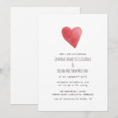 Minimale 'Red Waterverf Heart Engagement'-partij Kaart (Voorkant / Achterkant)