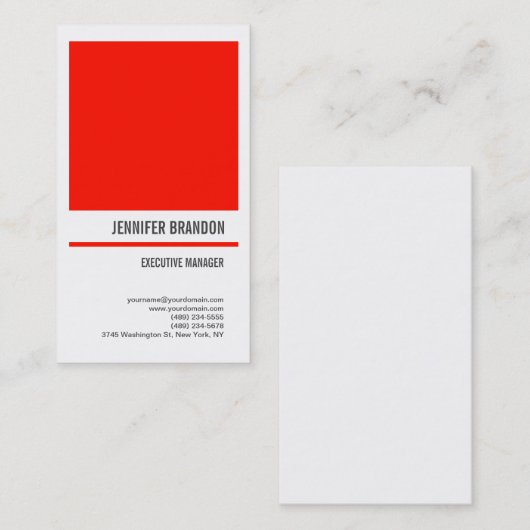 Minimale Red White Modern Professional Visitekaartje (Voorkant / Achterkant)