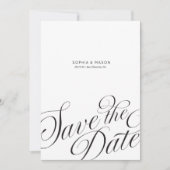 Minimale redactionele script calligrafie foto save the date (Voorkant)