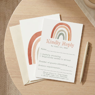 Minimale regenboog baby shower RSVP kaart