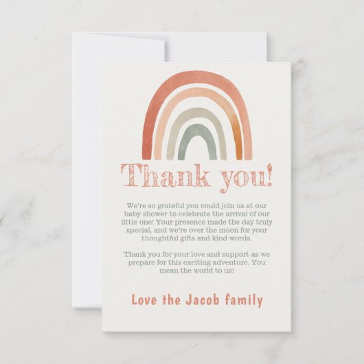 Minimale regenboog bedankt voor het baby shower ga (Voorkant)