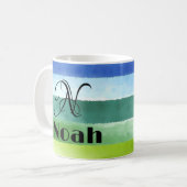 Minimale regenboognaam initiaal monogram koffiemok (Voorkant links)