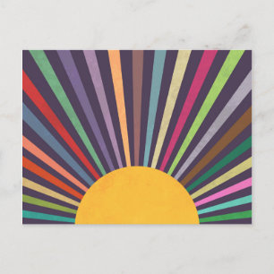 Minimale regenboogstralen van de Retro Briefkaart