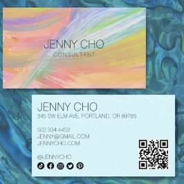 Minimale regenboogverf QR-code Sociale pictogramme Visitekaartje