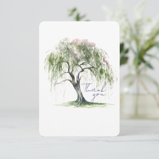 Minimale Regency Era Zachte Wilg Boom Bedankkaart (Staand voorkant)