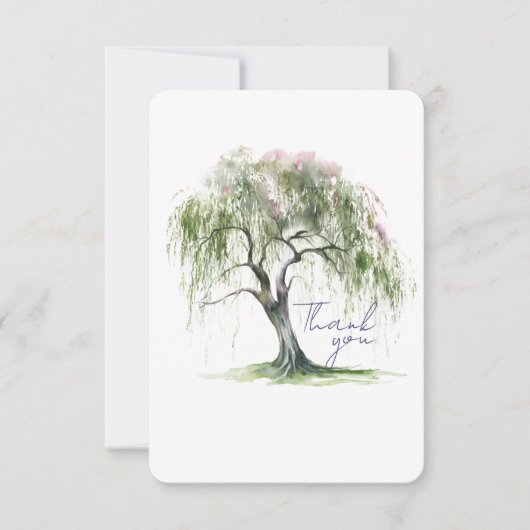 Minimale Regency Era Zachte Wilg Boom Bedankkaart (Voorkant)