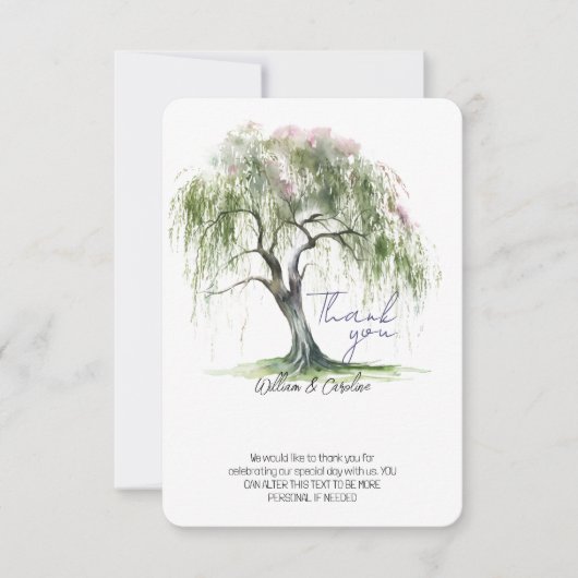 Minimale Regency Era Zachte Wilg Boom Bedankkaart (Voorkant)