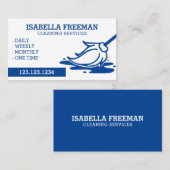 Minimale reinigingsservice voor blauw en wit maid  visitekaartje (Voorkant / Achterkant)