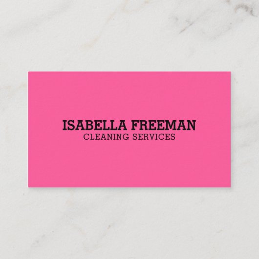 Minimale reinigingsservice voor zwart en roze Maid Visitekaartje (Achterkant)