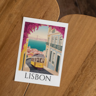 Minimale reisart Lissabon Portugal Vintage Briefkaart