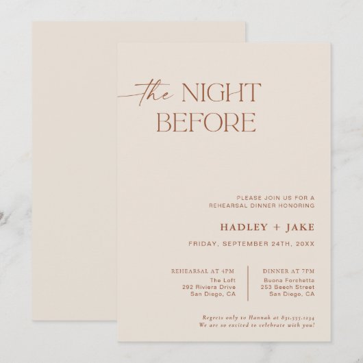 Minimale repetitie - binnenste uitnodiging | Nacht (Voorkant / Achterkant)