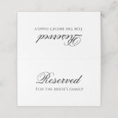 Minimale reserve voor de familie van de bruid plaatskaartje (Buitenkant ongevouwen)