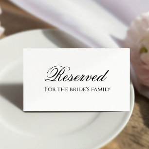 Minimale reserve voor de familie van de bruid plaatskaartje