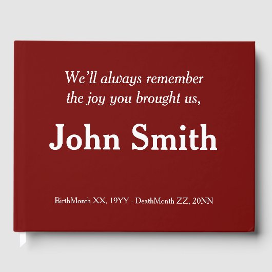 Minimale, respectabele sympathiebezoeker gastenboek (Voorkant)