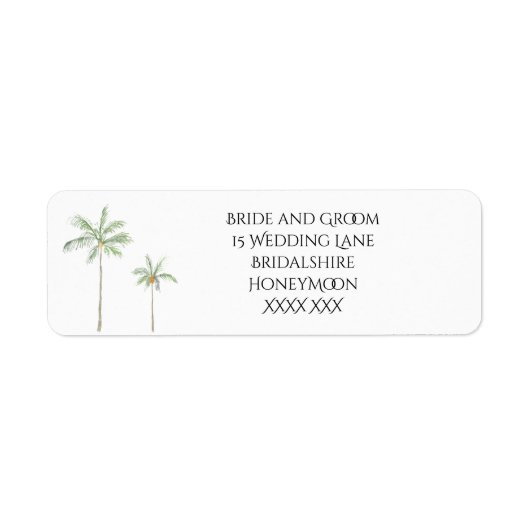 Minimale retouradreslabels met palmboom etiket (Voorkant)
