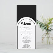 Minimale Retro Arch Black en White Wedding Menu (Staand voorkant)